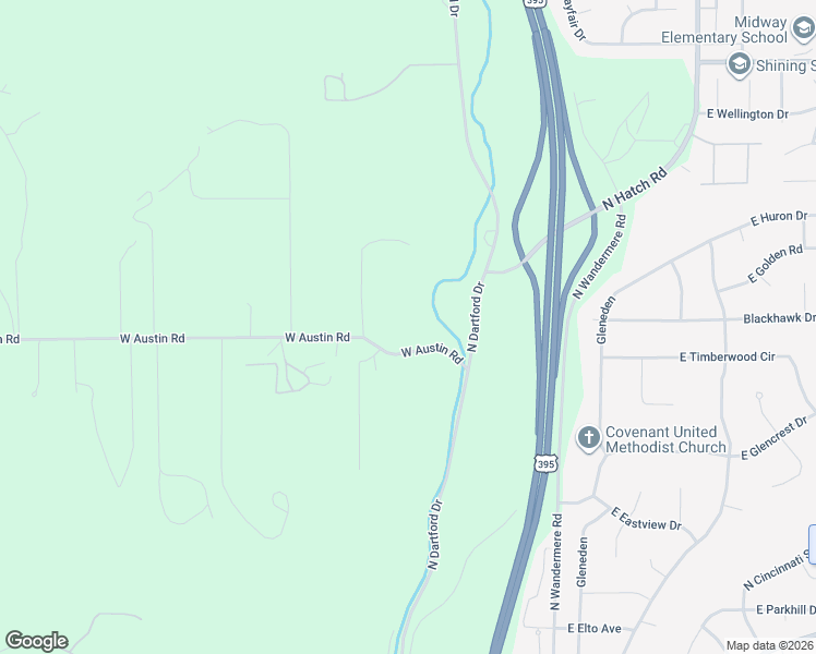 map of restaurants, bars, coffee shops, grocery stores, and more near 10 West Austin Road in Spokane