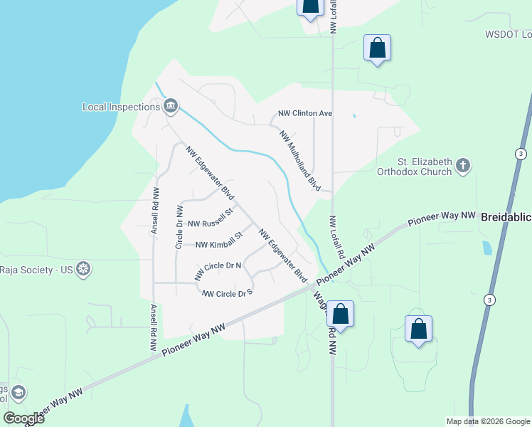 map of restaurants, bars, coffee shops, grocery stores, and more near 26289 Edgewater Place Northwest in Poulsbo