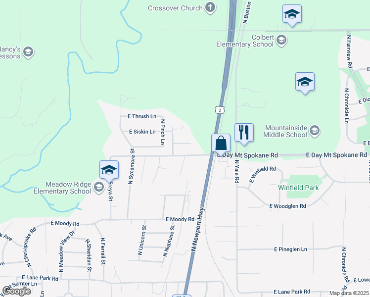 map of restaurants, bars, coffee shops, grocery stores, and more near 4112A East Tanager Lane in Mead