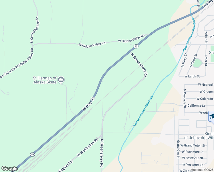 map of restaurants, bars, coffee shops, grocery stores, and more near 14362 North Honu Court in Rathdrum