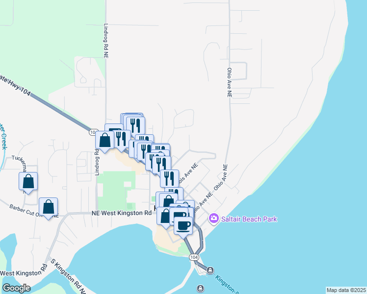 map of restaurants, bars, coffee shops, grocery stores, and more near 26425 Northeast Pennsylvania Avenue in Kingston