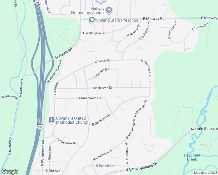map of restaurants, bars, coffee shops, grocery stores, and more near 819 Blackhawk Drive in Spokane