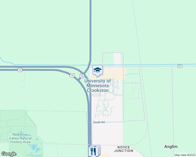 map of restaurants, bars, coffee shops, grocery stores, and more near 2900 University Avenue in Crookston