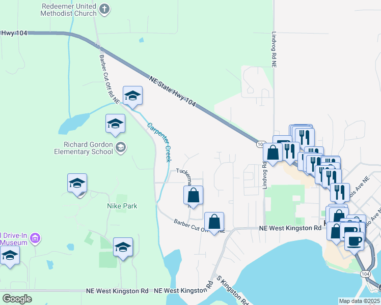 map of restaurants, bars, coffee shops, grocery stores, and more near 26234 Tuckerman Avenue Northeast in Kingston