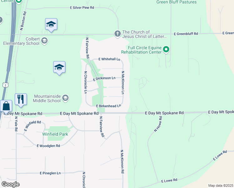 map of restaurants, bars, coffee shops, grocery stores, and more near 5609 E Sheffield Ln in Colbert