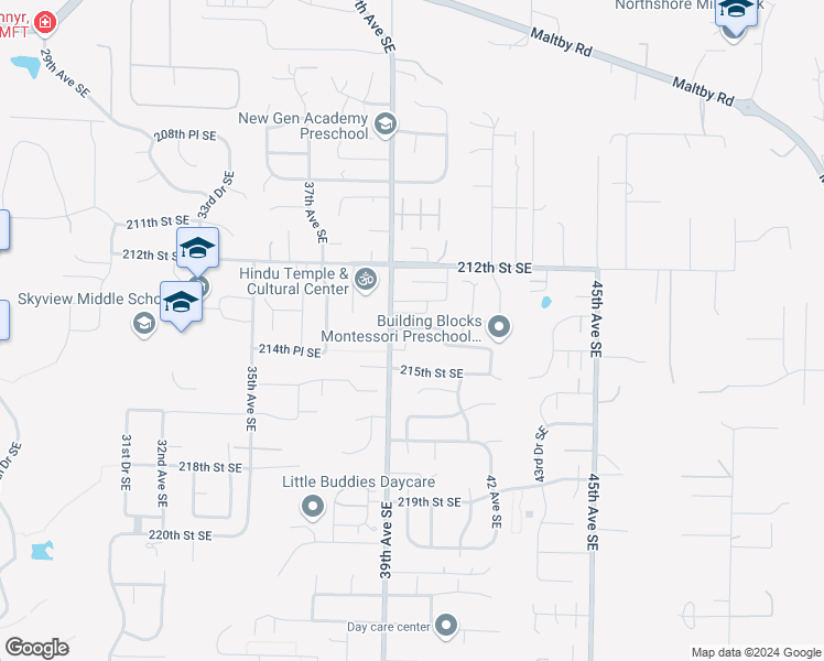 map of restaurants, bars, coffee shops, grocery stores, and more near 4002 214th Street Southeast in Bothell