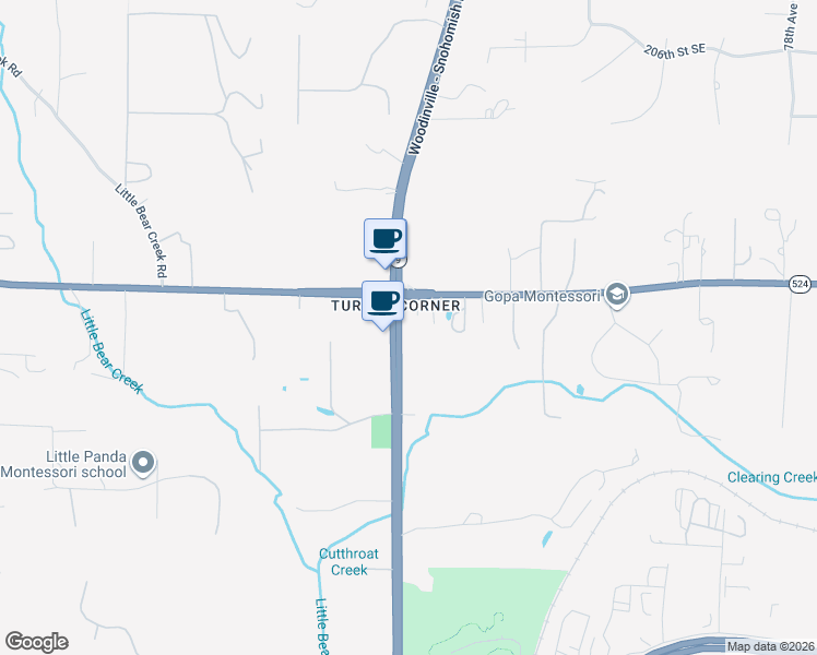 map of restaurants, bars, coffee shops, grocery stores, and more near 21308 Washington 9 in Woodinville