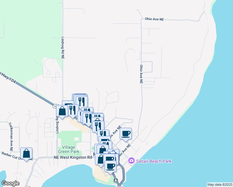map of restaurants, bars, coffee shops, grocery stores, and more near 26451 Kingsview Loop Northeast in Kingston