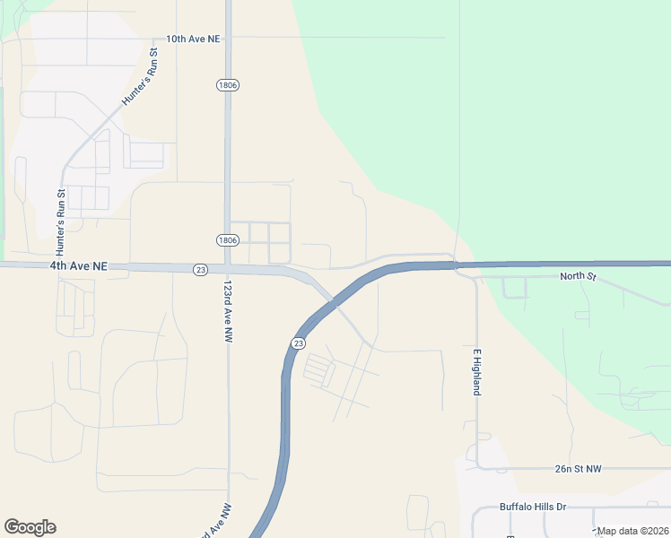 map of restaurants, bars, coffee shops, grocery stores, and more near East Highland in Watford City