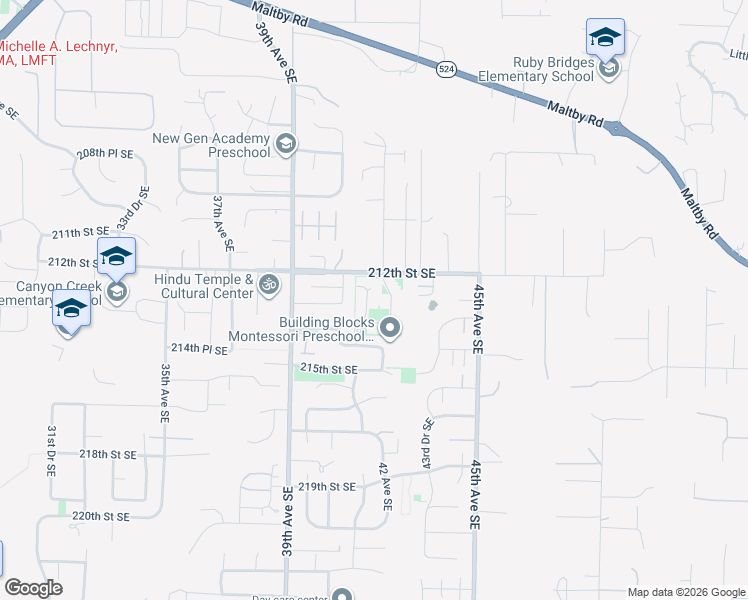 map of restaurants, bars, coffee shops, grocery stores, and more near 21210 41st Avenue Southeast in Bothell