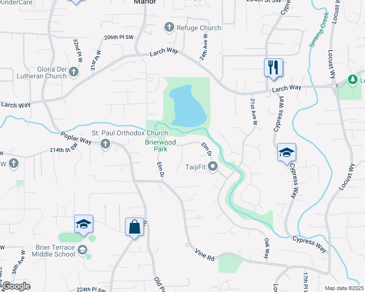 map of restaurants, bars, coffee shops, grocery stores, and more near 19716 26th Avenue West in Lynnwood