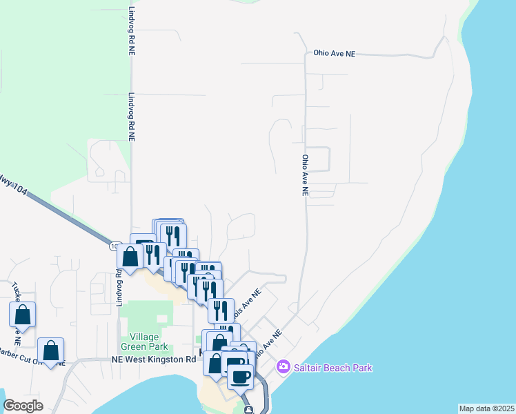 map of restaurants, bars, coffee shops, grocery stores, and more near 26451 Kingsview Loop Northeast in Kingston