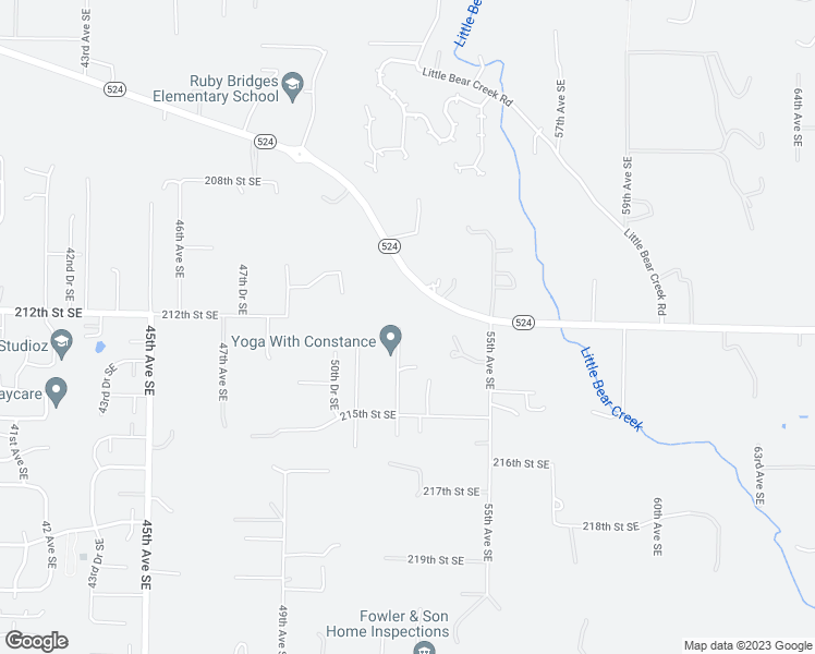 map of restaurants, bars, coffee shops, grocery stores, and more near 21205 52nd Avenue Southeast in Woodinville