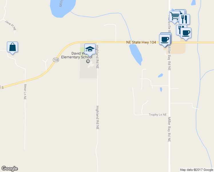 map of restaurants, bars, coffee shops, grocery stores, and more near 26728 Highland Road Northeast in Kingston