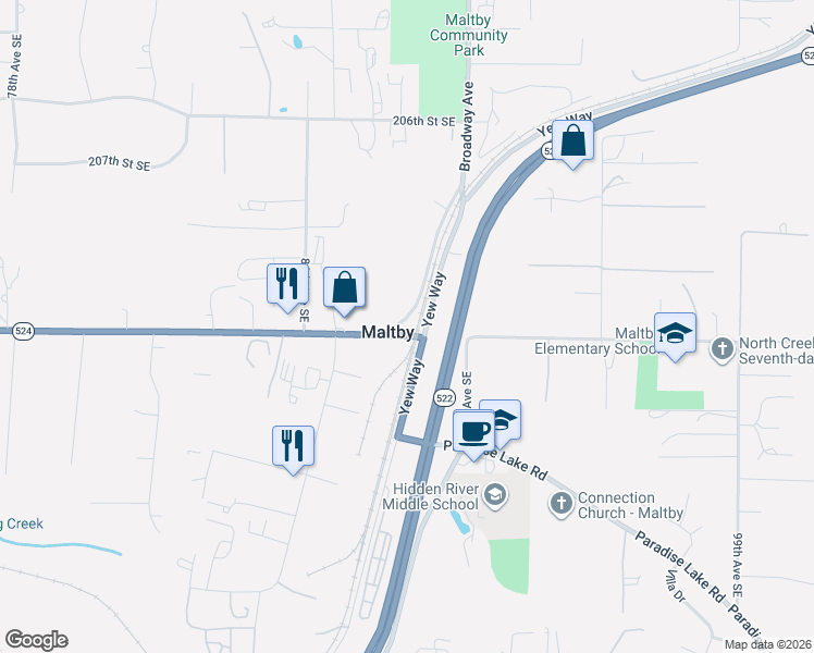map of restaurants, bars, coffee shops, grocery stores, and more near 8969-8999 212th Street Southeast in Woodinville
