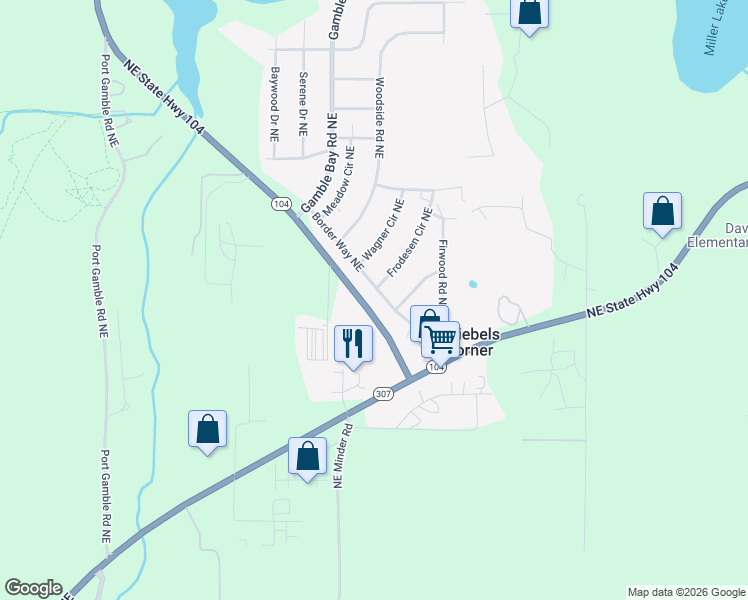 map of restaurants, bars, coffee shops, grocery stores, and more near 26871 Border Way Northeast in Kingston