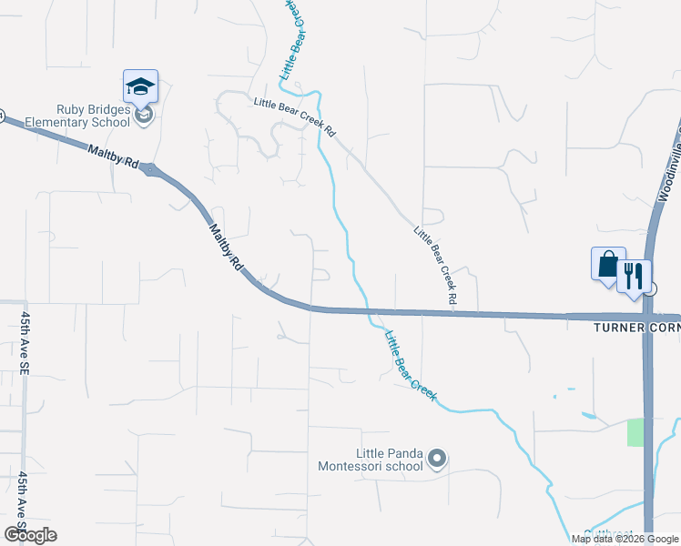 map of restaurants, bars, coffee shops, grocery stores, and more near 21015 55th Avenue Southeast in Woodinville