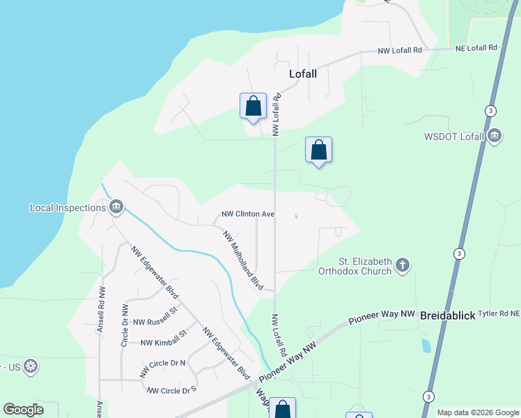 map of restaurants, bars, coffee shops, grocery stores, and more near 2332 Northwest Clinton Avenue in Poulsbo