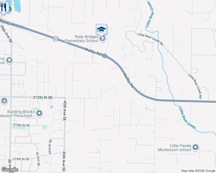 map of restaurants, bars, coffee shops, grocery stores, and more near 4919 211th Street Southeast in Bothell