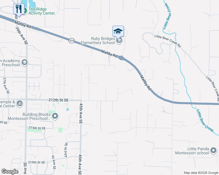 map of restaurants, bars, coffee shops, grocery stores, and more near 21019 47th Drive Southeast in Bothell