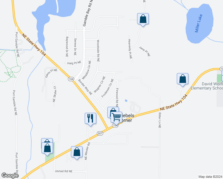map of restaurants, bars, coffee shops, grocery stores, and more near 26986 Frodesen Circle Northeast in Kingston