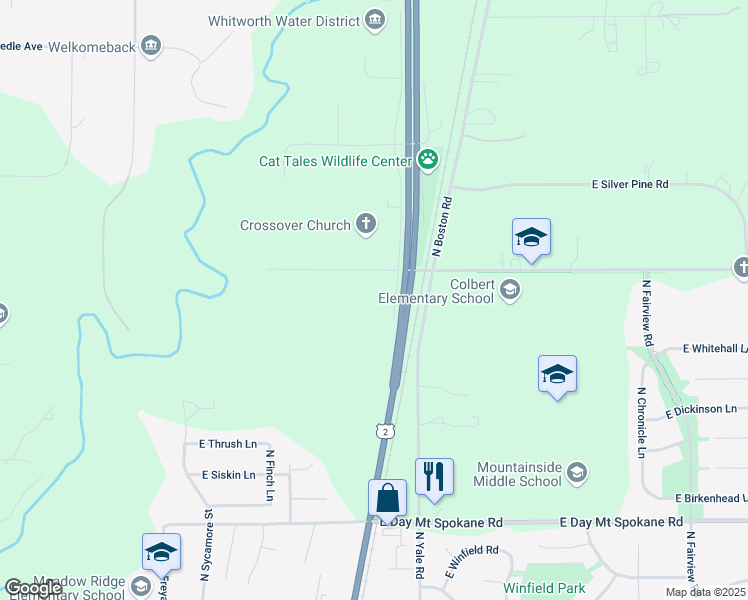 map of restaurants, bars, coffee shops, grocery stores, and more near 16623 North Newport Highway in Mead