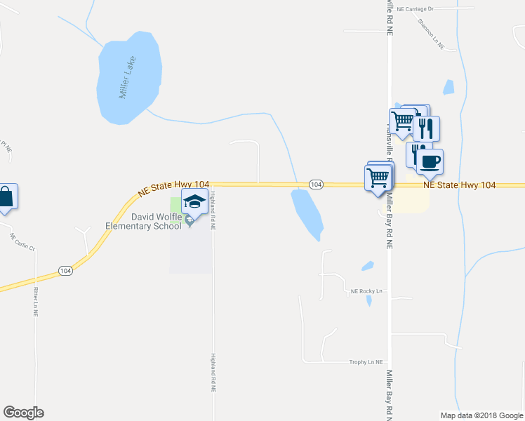 map of restaurants, bars, coffee shops, grocery stores, and more near 7447 Northeast State Highway 104 in Kingston