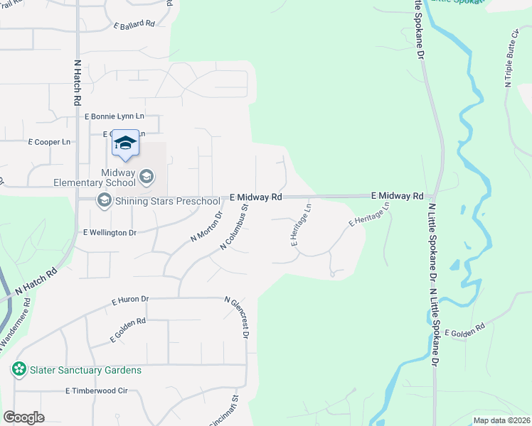 map of restaurants, bars, coffee shops, grocery stores, and more near 1505 East Legacy Lane in Spokane