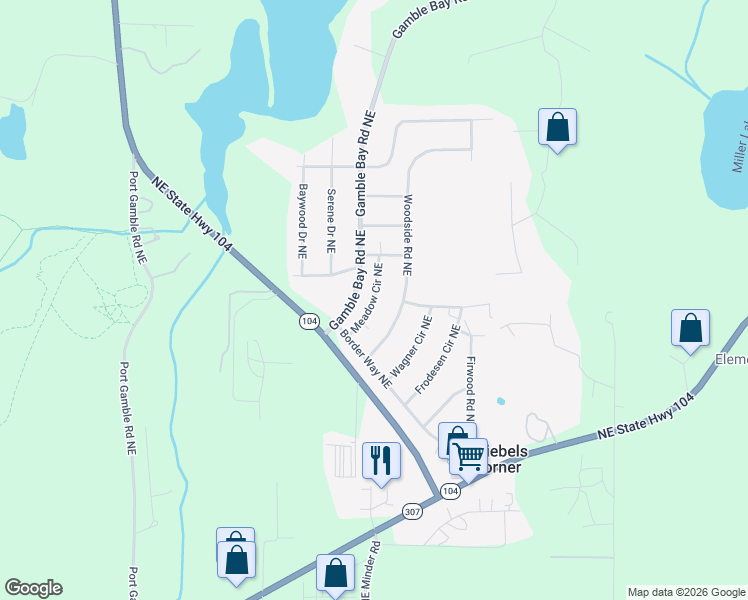 map of restaurants, bars, coffee shops, grocery stores, and more near 27163 Meadow Circle Northeast in Kingston
