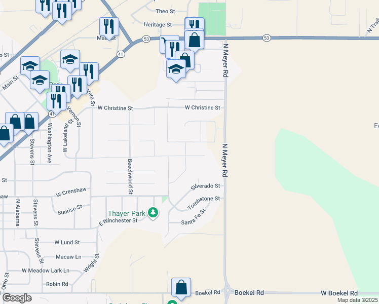 map of restaurants, bars, coffee shops, grocery stores, and more near 6625 Flagstaff Street in Rathdrum