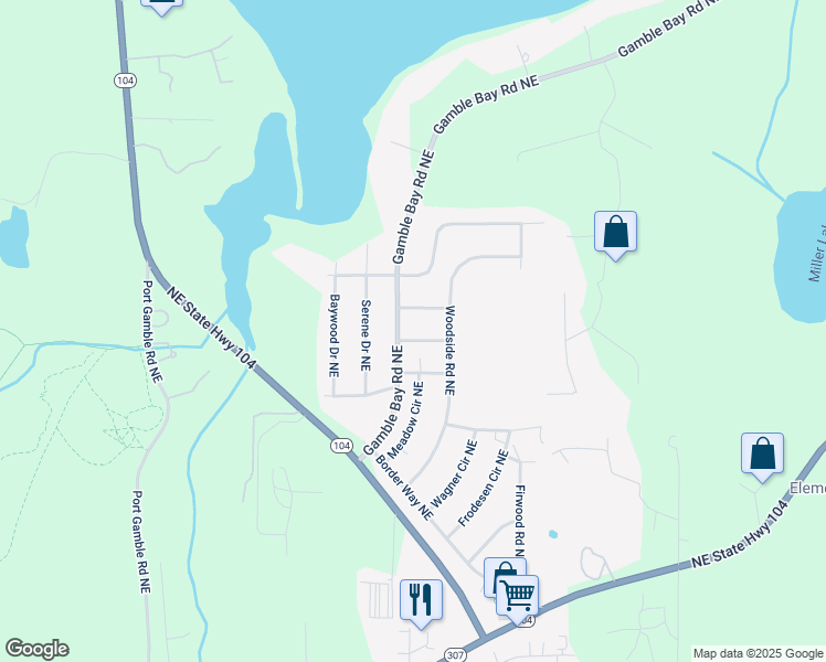 map of restaurants, bars, coffee shops, grocery stores, and more near 27501 Gamble Bay Road Northeast in Kingston