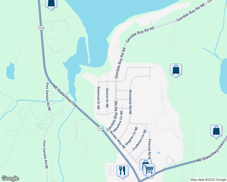 map of restaurants, bars, coffee shops, grocery stores, and more near 27501 Gamble Bay Road Northeast in Kingston