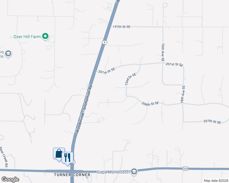 map of restaurants, bars, coffee shops, grocery stores, and more near 7104 203rd Street Southeast in Snohomish