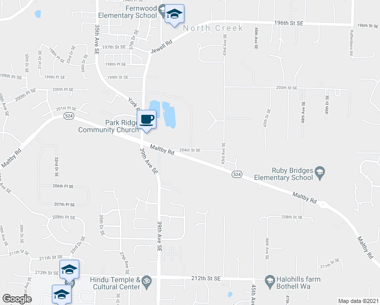 map of restaurants, bars, coffee shops, grocery stores, and more near 4022 204th Street Southeast in Bothell