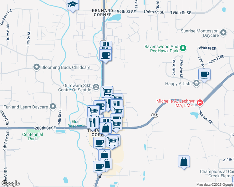 map of restaurants, bars, coffee shops, grocery stores, and more near 20415 Bothell Everett Highway in Bothell