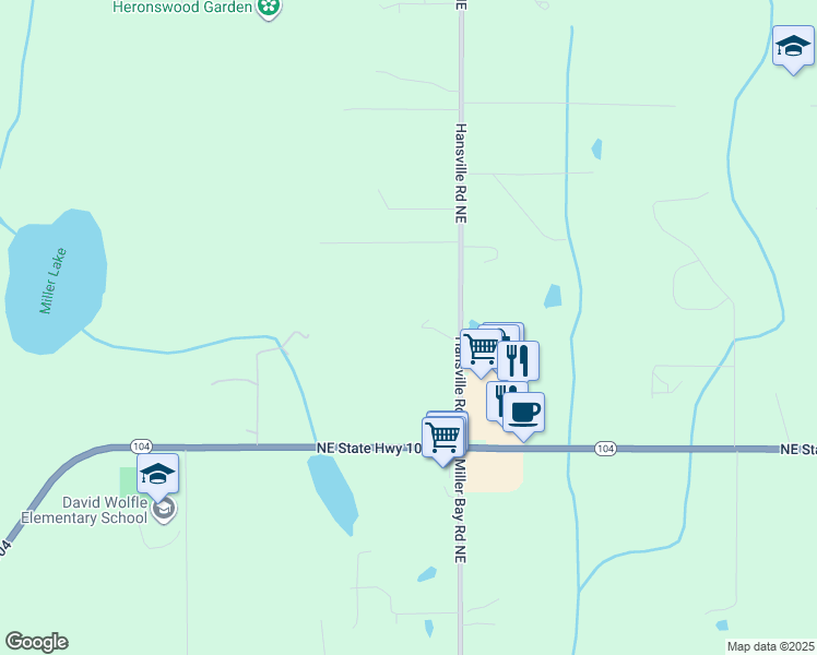 map of restaurants, bars, coffee shops, grocery stores, and more near 27621 Hansville Road Northeast in Kingston