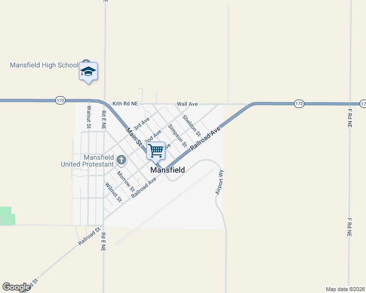 map of restaurants, bars, coffee shops, grocery stores, and more near 115 Railroad Avenue in Mansfield