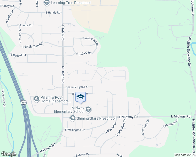 map of restaurants, bars, coffee shops, grocery stores, and more near 17212 North Nevada Lane in Colbert