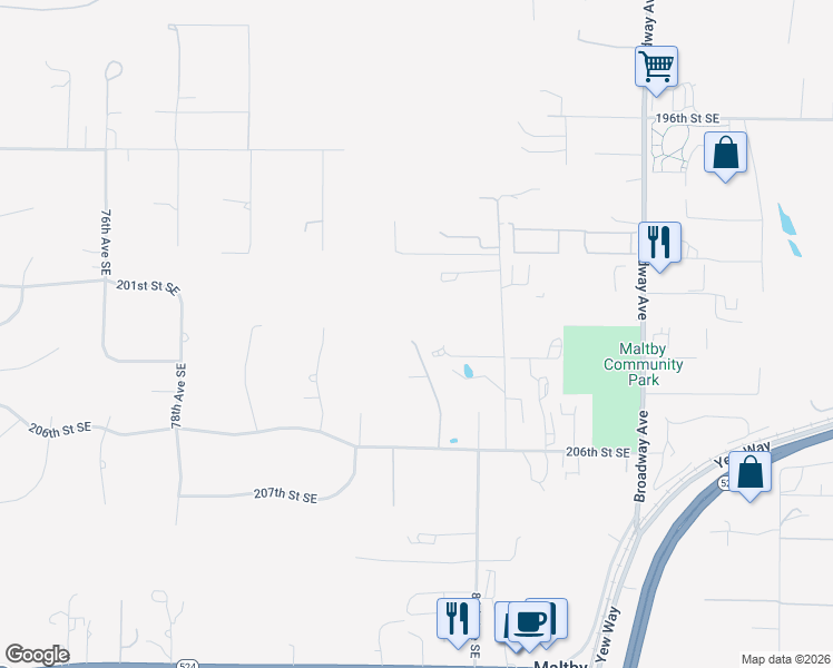 map of restaurants, bars, coffee shops, grocery stores, and more near 20302 87th Avenue Southeast in Snohomish