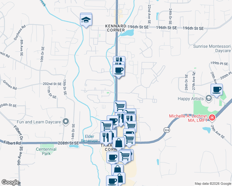 map of restaurants, bars, coffee shops, grocery stores, and more near 20145 Bothell Everett Highway in Bothell