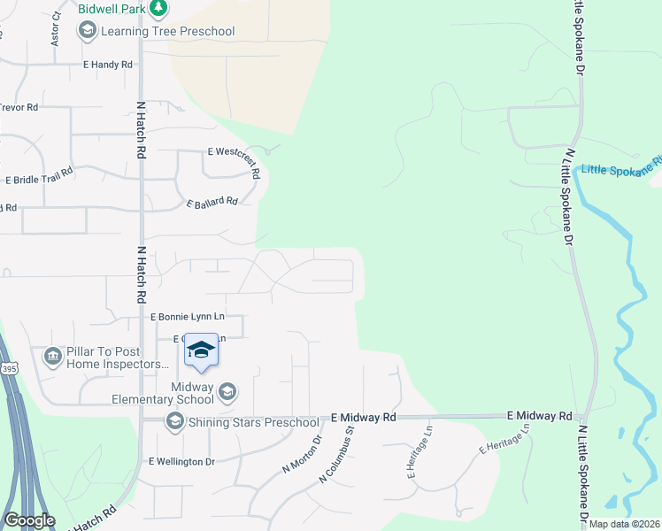 map of restaurants, bars, coffee shops, grocery stores, and more near 1121 E Gallium Lane in Colbert