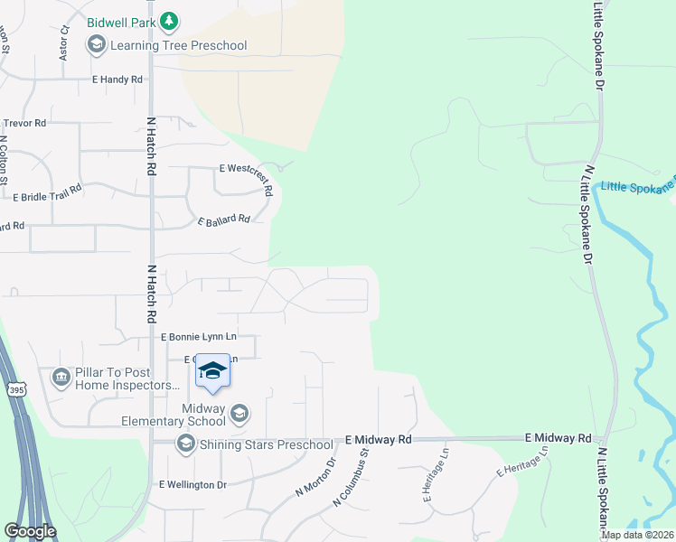map of restaurants, bars, coffee shops, grocery stores, and more near 1121 E Gallium Lane in Colbert