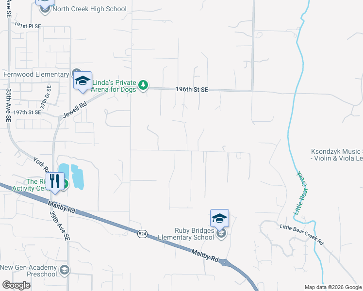 map of restaurants, bars, coffee shops, grocery stores, and more near 4707 200th Street Southeast in Bothell