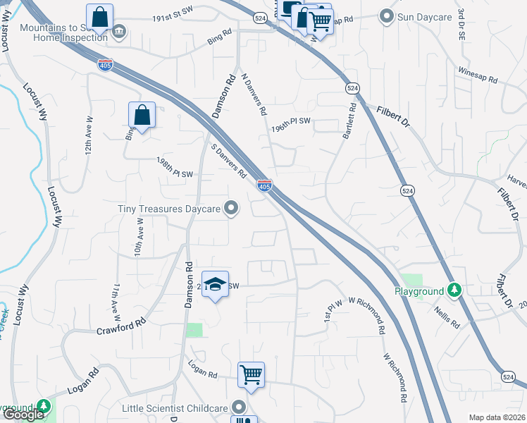 map of restaurants, bars, coffee shops, grocery stores, and more near 419 200th Street Southwest in Lynnwood