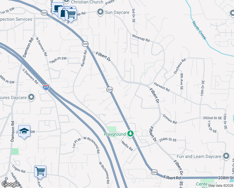 map of restaurants, bars, coffee shops, grocery stores, and more near 19914 3rd Avenue Southeast in Bothell