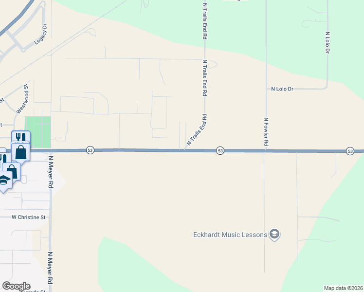 map of restaurants, bars, coffee shops, grocery stores, and more near 5725 West Highway 53 in Rathdrum