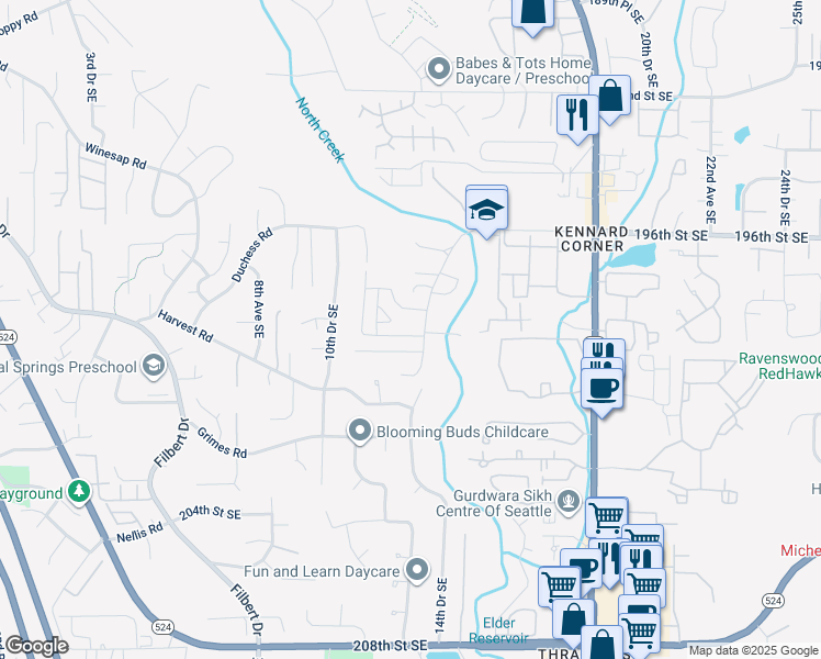 map of restaurants, bars, coffee shops, grocery stores, and more near 19927 13th Drive Southeast in Bothell