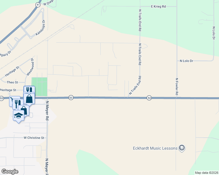 map of restaurants, bars, coffee shops, grocery stores, and more near 5943 Idaho 53 in Rathdrum