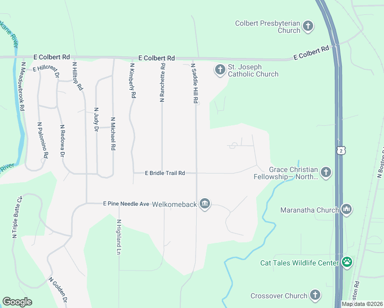 map of restaurants, bars, coffee shops, grocery stores, and more near 17621 North Saddle Hill Road in Colbert