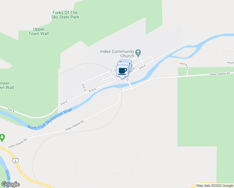 map of restaurants, bars, coffee shops, grocery stores, and more near 50509 Index-Galena Road in Index